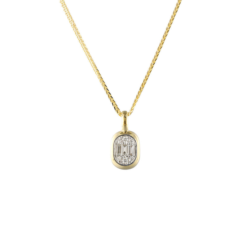 Shy Creation Diamond Baguette Pendant Necklace 0.10 CT-Shy Creation Diamond Baguette Pendant Necklace 0.10 CT