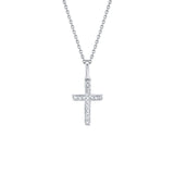 Shy Creation Diamond Cross Necklace 0.06 CT-Shy Creation Diamond Cross Necklace in 14 karat white gold with diamonds totaling 0.06 carats.

