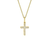 Shy Creation Diamond Cross Necklace 0.06 CT-Shy Creation Diamond Cross Necklace in 14 karat yellow gold with diamonds totaling 0.06 carats.