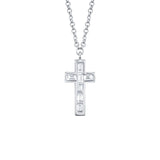 Shy Creation Diamond Baguette Cross Necklace 0.17 CT-Shy Creation Diamond Baguette Cross Necklace in 14 karat white gold with diamonds totaling 0.17 carats.