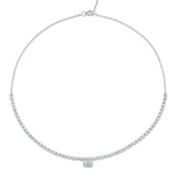 Shy Creation Diamond Baguette Necklace 1.23 CT-Shy Creation Diamond Baguette Necklace in 14 karat white gold with diamonds totaling 1.23 carats.