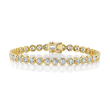 Shy Creation Diamond Bezel Tennis Bracelet 7.00 CT-Shy Creation Diamond Bezel Tennis Bracelet in 14 karat yellow gold with diamonds totaling 7.00 carats.
