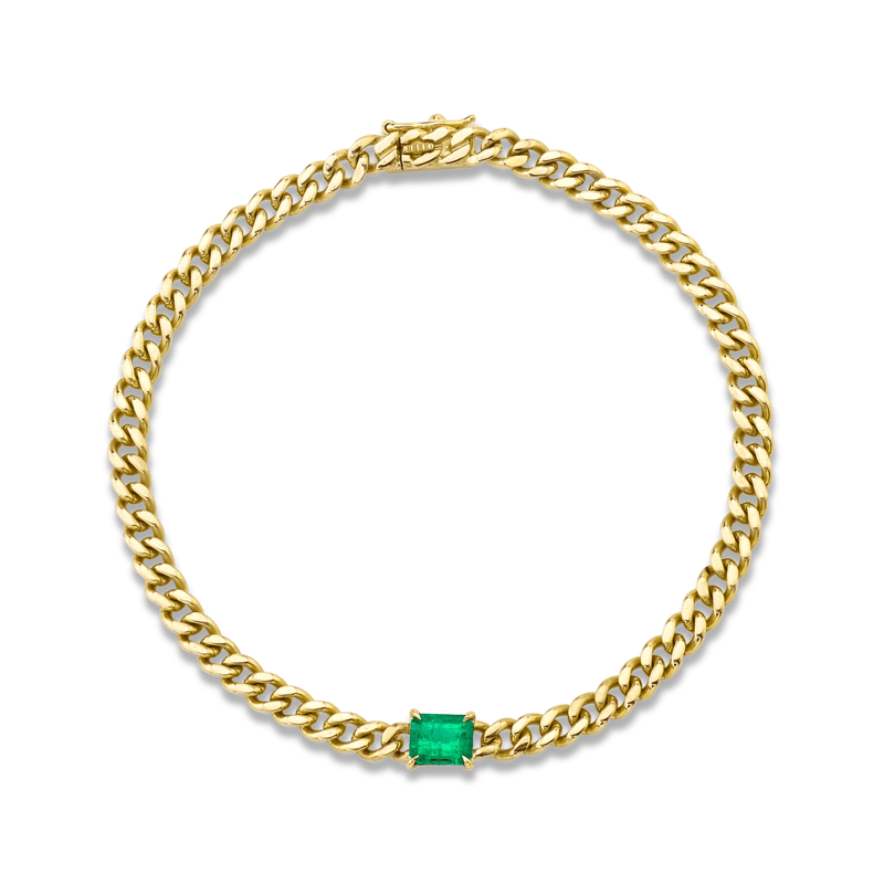 Anita Ko Emerald Cuban Link Bracelet-Anita Ko Emerald Cuban Link Bracelet - AKBCBEM - 4 - YG