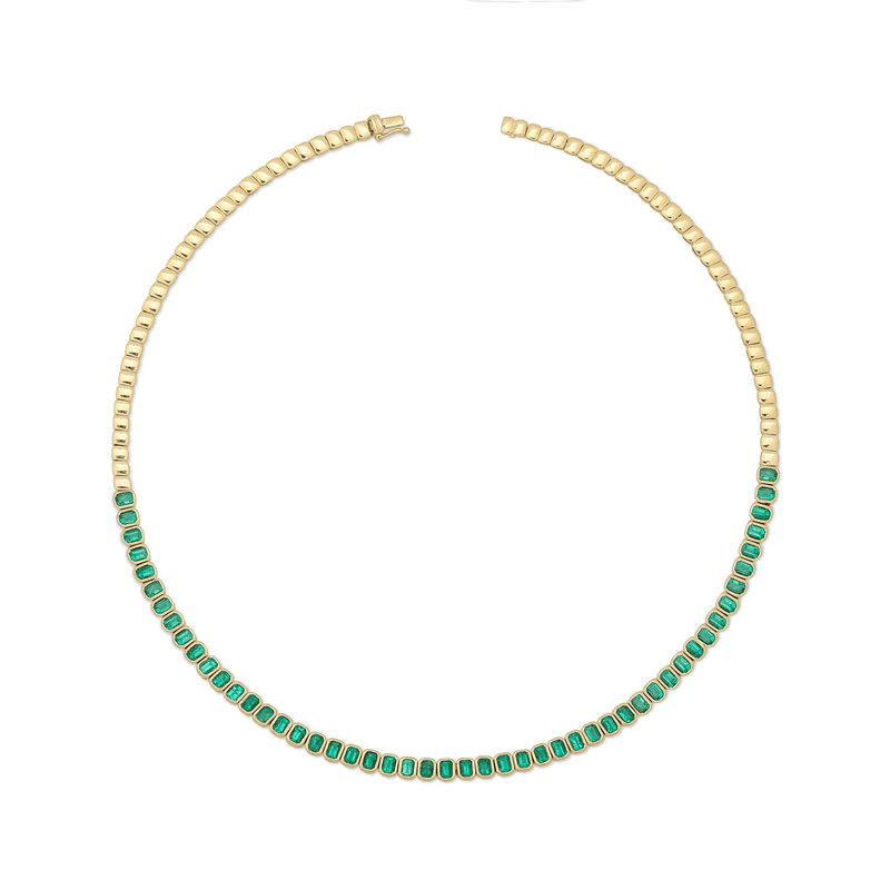 Anita Ko Emerald Cut Bezel Emerald Choker-Anita Ko Emerald Cut Bezel Emerald Choker - AKNEMCK - E - YG
