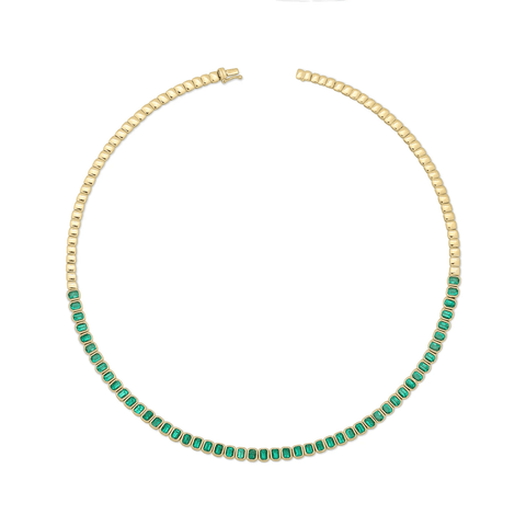 Anita Ko Emerald Cut Bezel Emerald Choker-Anita Ko Emerald Cut Bezel Emerald Choker - AKNEMCK - E - YG