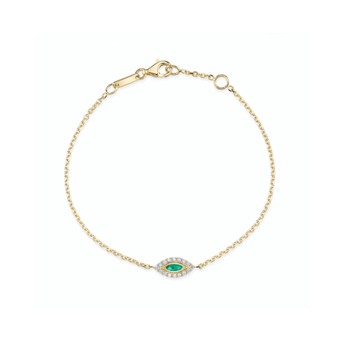 Anita Ko Emerald Evil Eye Chain Bracelet-Anita Ko Emerald Evil Eye Chain Bracelet AKSEVB-EM-YG