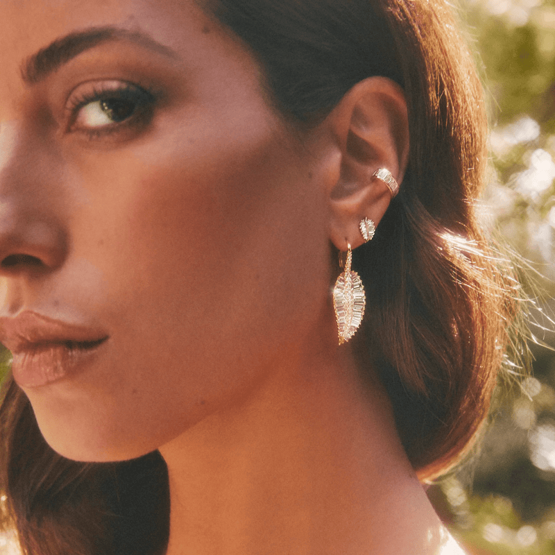 Anita Ko Large Leaf Drop Earrings-Anita Ko Large Palm Leaf Drop Earrings - AKDPLE150 - WG