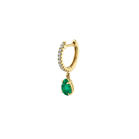 Anita Ko Single Emerald Diamond Huggie Earring-Anita Ko Single Emerald Diamond Huggie Earring - AK1HD - EM - YG