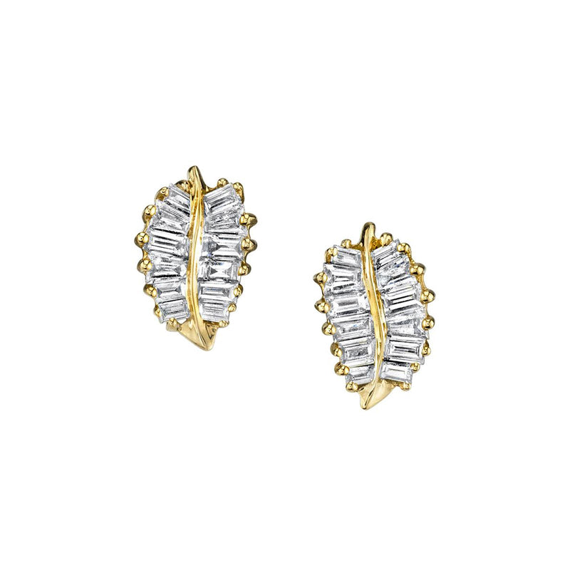 Anita Ko Small Diamond Palm Leaf Stud Earrings-Anita Ko Small Diamond Palm Leaf Stud Earrings - AKPLE - 10 - YG