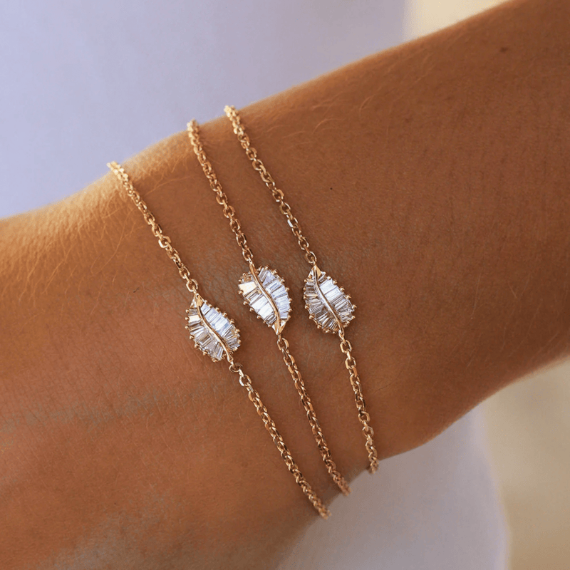 Anita Ko Small Palm Leaf Diamond Chain Bracelet-Anita Ko Small Palm Leaf Diamond Chain Bracelet - AKPLB - 10 - RG