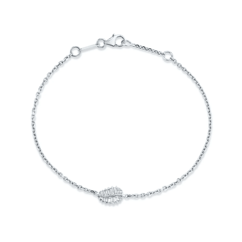 Anita Ko Small Palm Leaf Diamond Chain Bracelet-Anita Ko Small Palm Leaf Diamond Chain Bracelet - AKPLB - 10 - WG