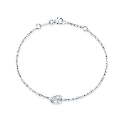 Anita Ko Small Palm Leaf Diamond Chain Bracelet-Anita Ko Small Palm Leaf Diamond Chain Bracelet - AKPLB - 10 - WG