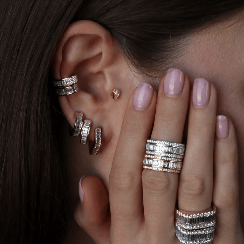 Anita Ko Classic Baguette Diamond Georgie Hoops-Anita Ko Classic Baguette Diamond Georgie Hoops AKEBDGG-RG