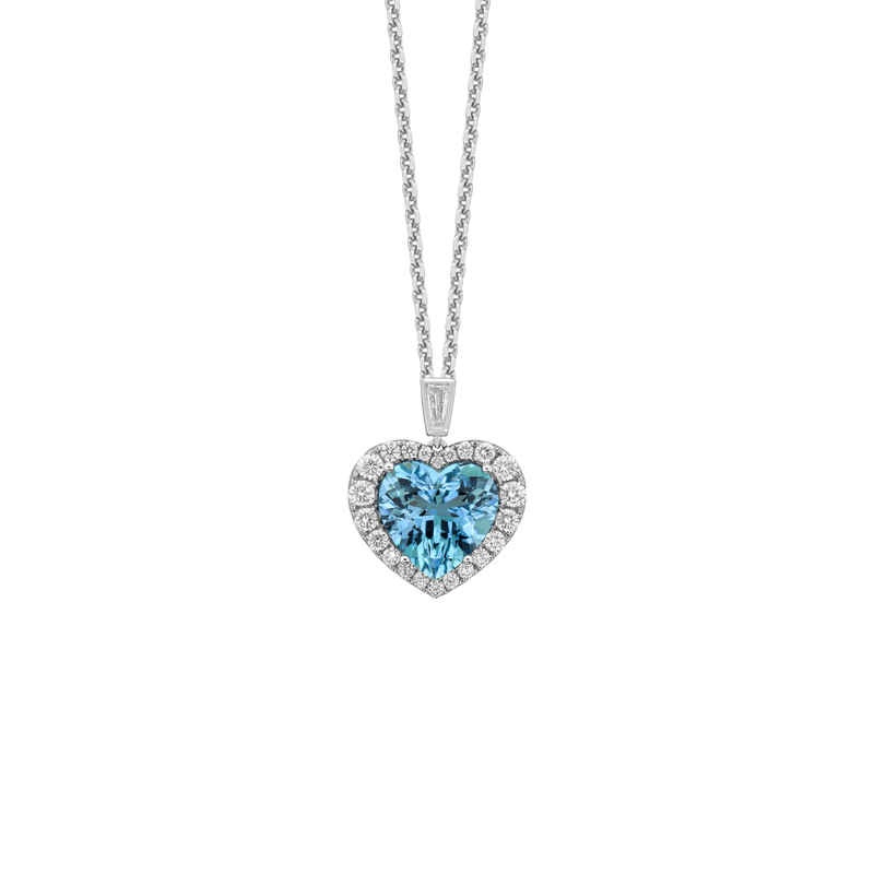 Aquamarine Diamond Necklace-Aquamarine Diamond Necklace ONSPK00349