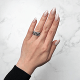 Bez Ambar Black and White Flower Diamond Ring-Bez Ambar Black and White Flower Diamond Ring - LPB5FLBW91947