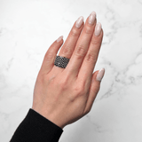 Bez Ambar Black and White Twinkle Wide Diamond Ring-Bez Ambar Black and White Twinkle Wide Diamond Ring - LPB11TB