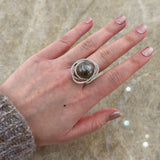 Black South Sea Pearl Diamond Ring-Black South Sea Pearl Diamond Ring - PREUR00091