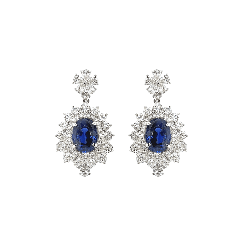 Blue Sapphire Diamond Earrings-Blue Sapphire Diamond Earrings - SENEL00299