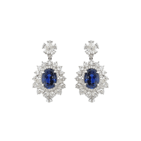 Blue Sapphire Diamond Earrings-Blue Sapphire Diamond Earrings - SENEL00299
