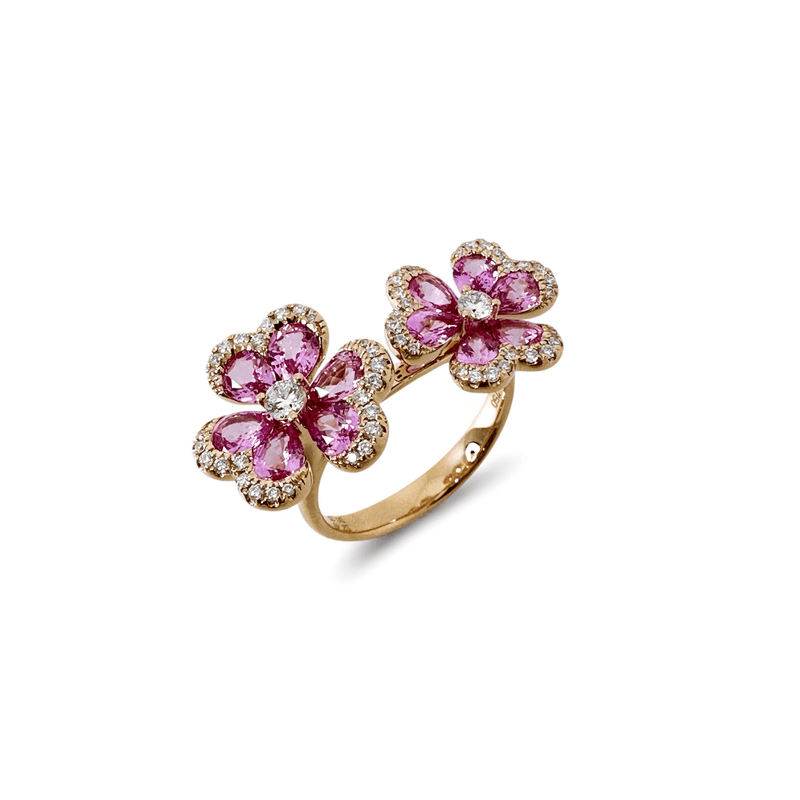 Clover Pink Sapphire Diamond Ring-Clover Pink Sapphire Diamond Ring SRTIJ02400