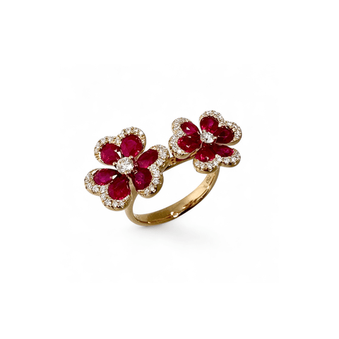 Clover Ruby Diamond Ring-Clover Ruby Diamond Ring RRTIJ00315