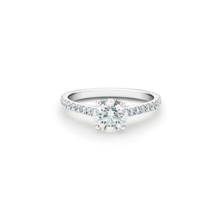 De Beers Classic Pavé Round Brilliant Diamond Ring - J1EX02B10P52