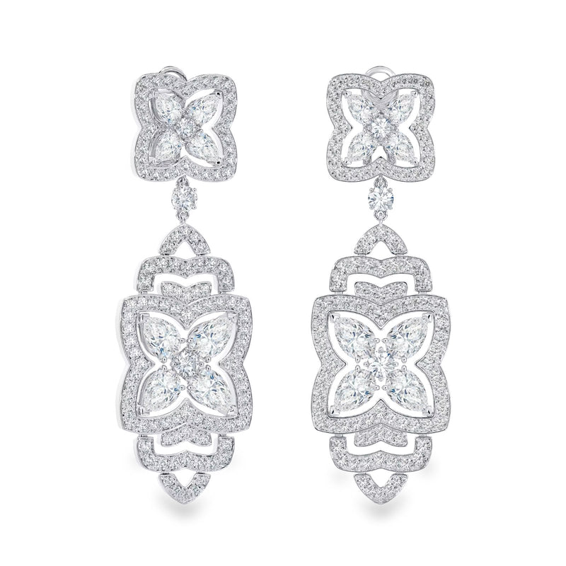De Beers Lotus by De Beers Drop Earrings-De Beers Enchanted Lotus Drop Earrings - E103386
