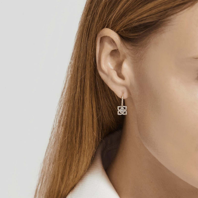 De Beers Lotus by De Beers Sleepers Earrings-De Beers Enchanted Lotus Sleepers Earrings - E102143