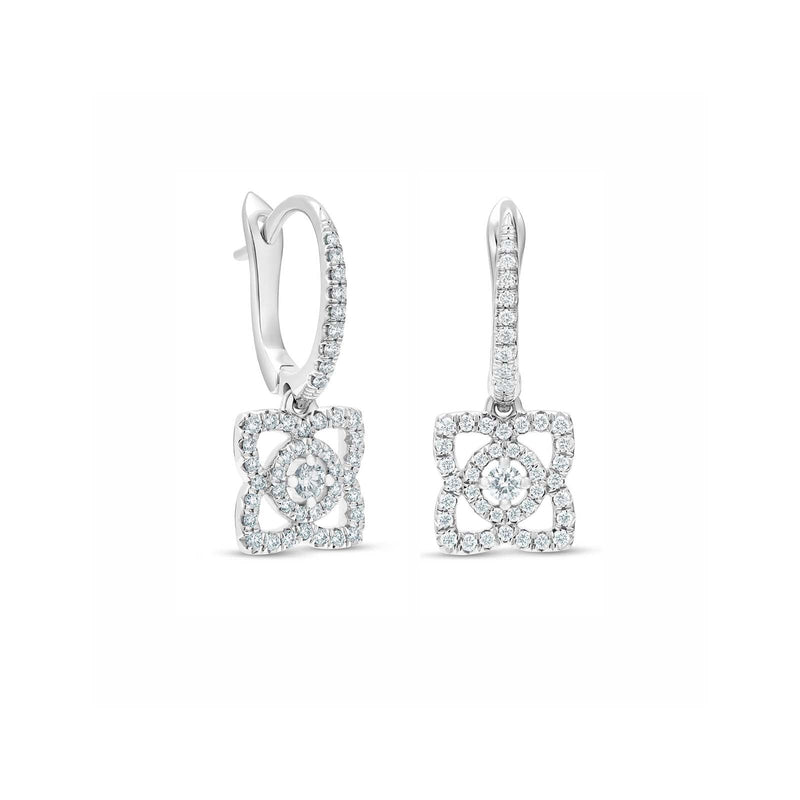 De Beers Lotus by De BeersSleepers Earrings-De Beers Enchanted Lotus Sleepers Earrings - E102144 - De Beers Enchanted Lotus Sleepers Earrings in 18 karat white gold with diamonds totaling 0.35 carats.