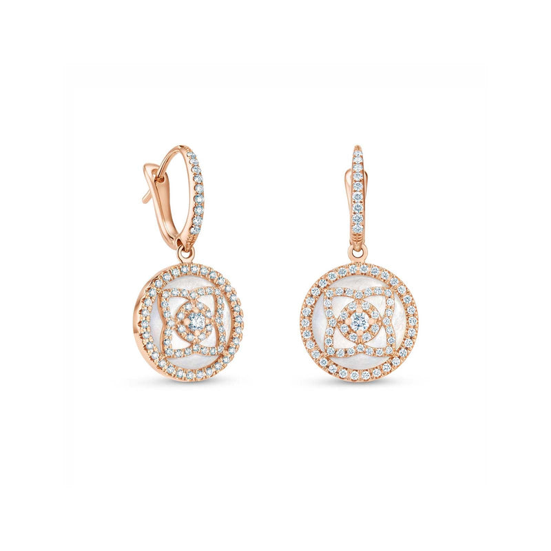 De Beers Lotus by De Beers Sleepers Earrings-De Beers Enchanted Lotus Sleepers Earrings - E102152 - De Beers Enchanted Lotus Sleepers Earrings in 18 karat rose gold with white mother-of-pearl and diamonds totaling 0.50 carat.
