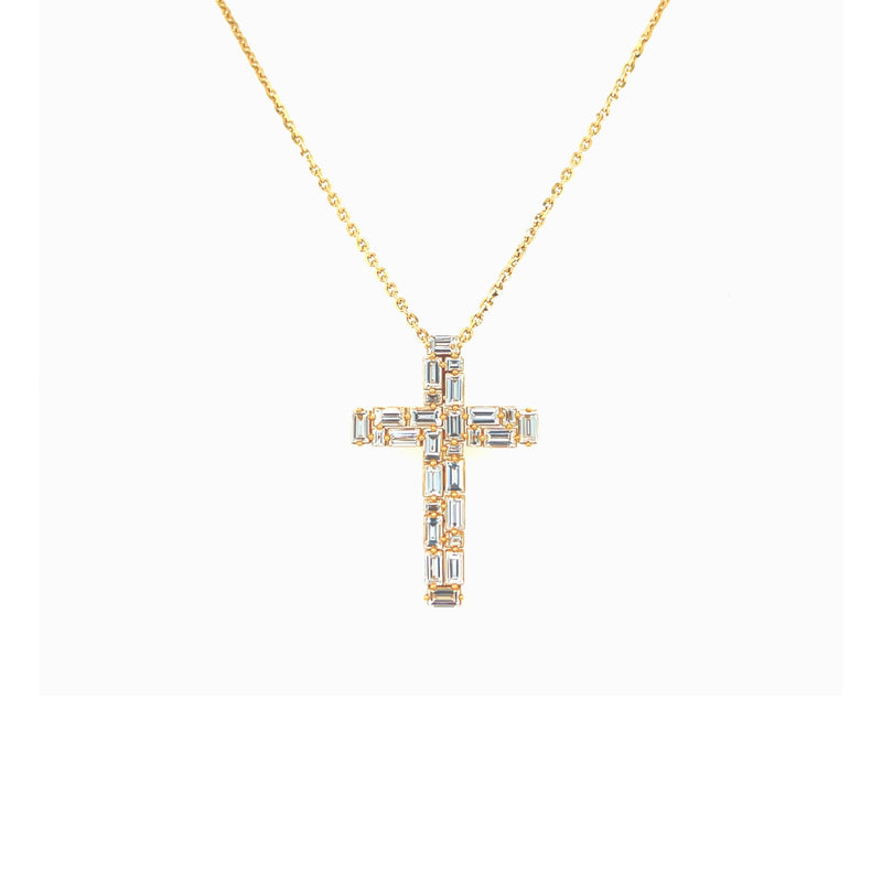 Diamond Cross Pendant with Chain-Diamond Cross Pendant - DNNEL00273