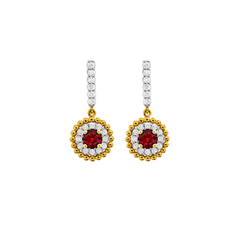 Diamond Ruby Drop Earrings-Diamond Ruby Drop Earrings RESPK00182