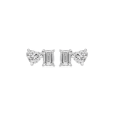 Emerald and Heart-shaped Diamond Earring Studs-Emerald and Heart - shaped Diamond Earring Studs - DENKA04676