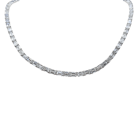 Emerald-cut Diamond Link Necklace-Emerald - cut Diamond Link Necklace - DNNKA00703