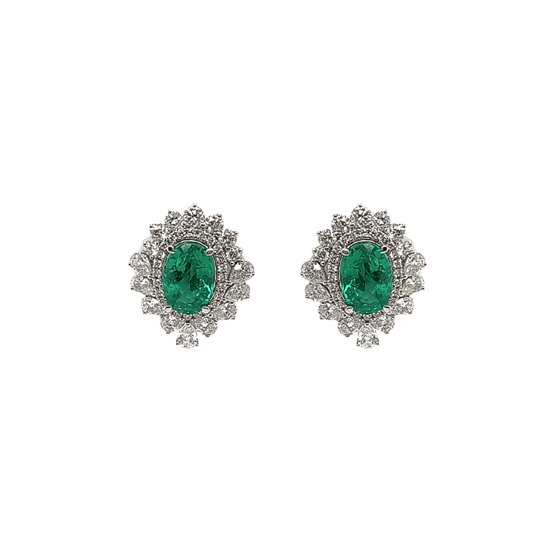 Emerald Diamond Earrings-Emerald Diamond Earrings - EENEL00055