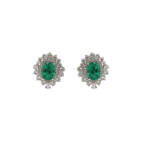 Emerald Diamond Earrings-Emerald Diamond Earrings - EENEL00055