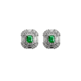 Emerald Diamond Earrings-Emerald Diamond Earrings - EREME027868