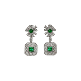Emerald Diamond Earrings-Emerald Diamond Earrings - EREME028012
