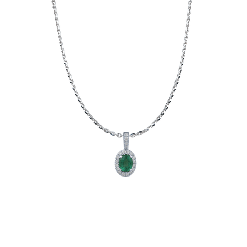 Emerald Diamond Necklace-Emerald Diamond Necklace ENRTJ00091