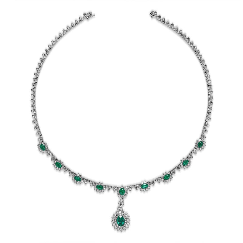 Emerald Diamond Necklace-Emerald Diamond Necklace - ENRTJ00125