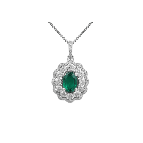 Emerald Diamond Necklace-Emerald Diamond Necklace ENRTJ00133