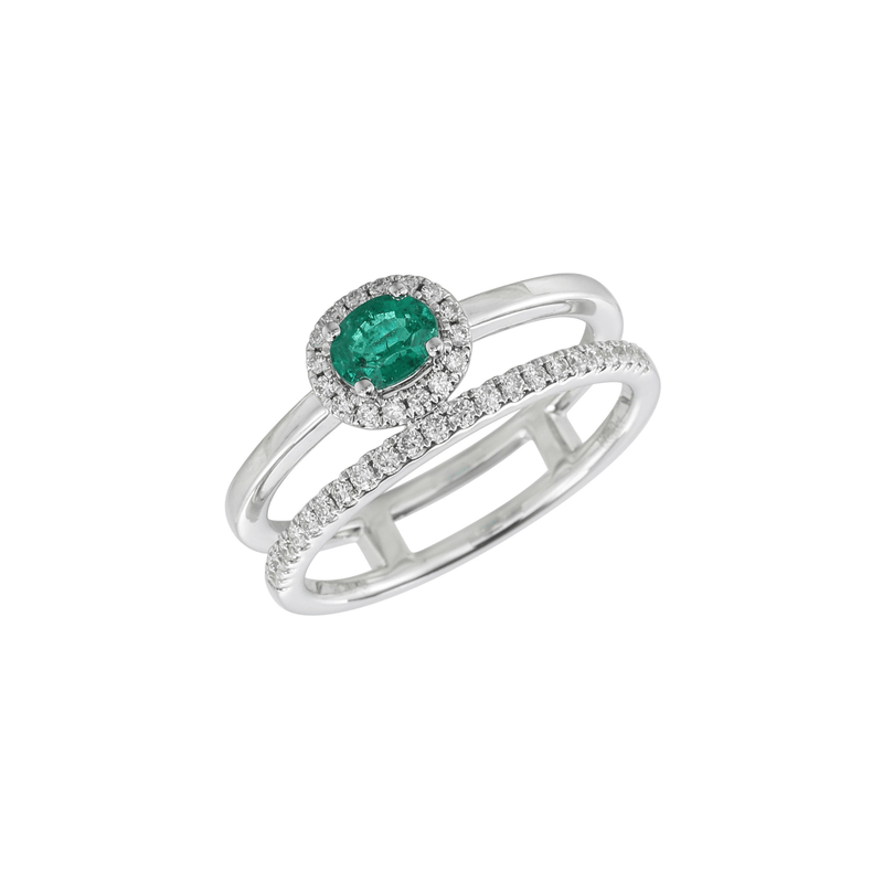 Emerald Diamond Ring-Emerald Diamond Ring - ERNEL00349