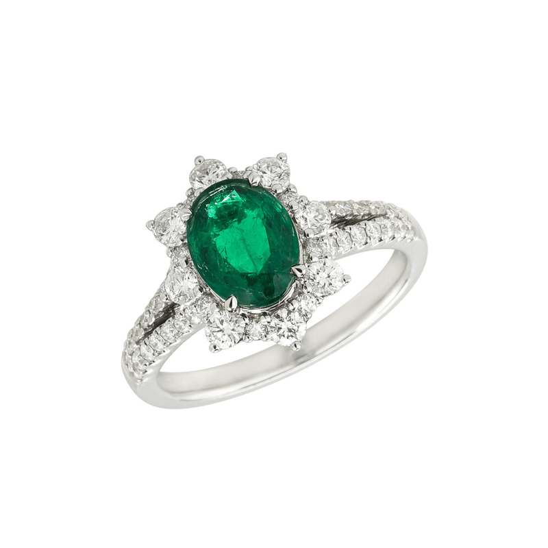 Emerald Diamond Ring-Emerald Diamond Ring - ERNEL00356