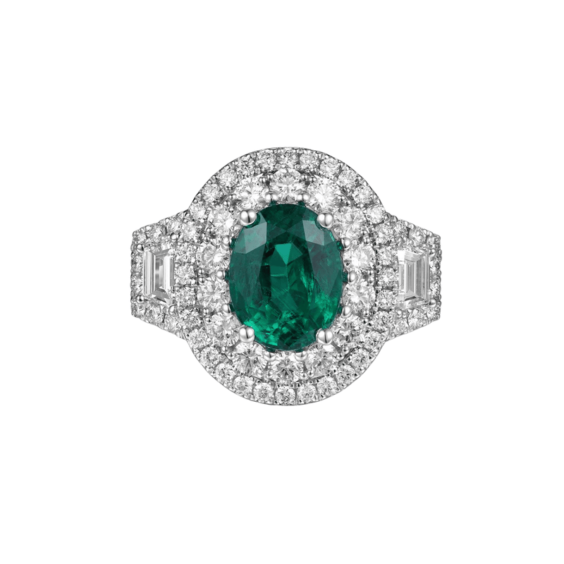 Emerald Diamond Ring-Emerald Diamond Ring - ERRTJ00046