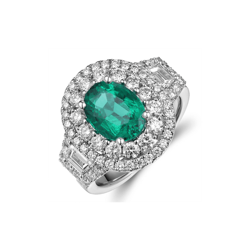 Emerald Diamond Ring-Emerald Diamond Ring - ERRTJ00046