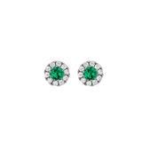 Emerald Diamond Stud Earrings-Emerald Diamond Stud Earrings