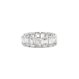 Emerald Diamond Eternity Band-Emerald Diamond Eternity Band in platinum totaling 4.45 carats.