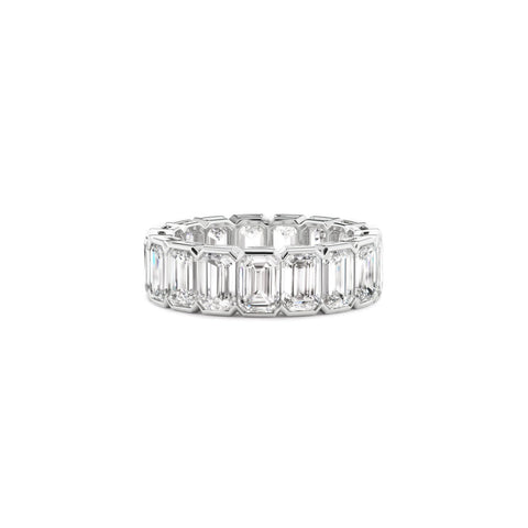 Emerald Diamond Eternity Band-Emerald Diamond Eternity Band in platinum totaling 4.45 carats.