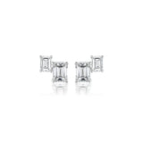 Emerald-shaped Diamond Stud Earrings-Emerald - shaped Diamond Stud Earrings - 63935