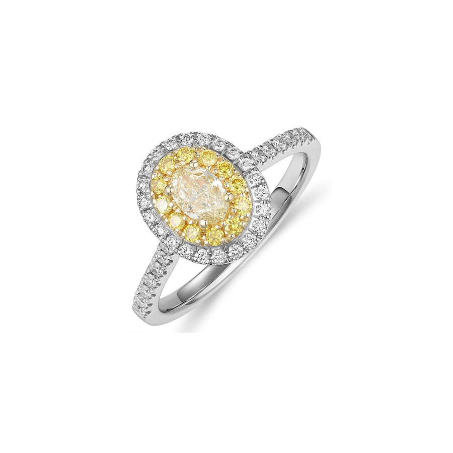 Fancy Yellow Oval Diamond Double Halo Ring